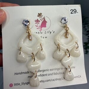 Handmade Pearl White Dangle Earrings